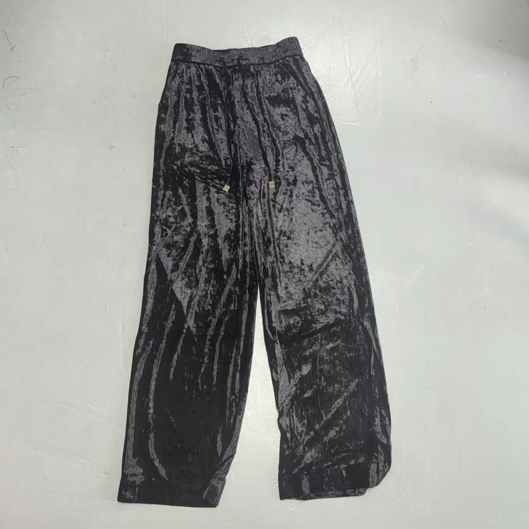 【南油玲姐】黑色丝绒松紧腰休闲裤8833