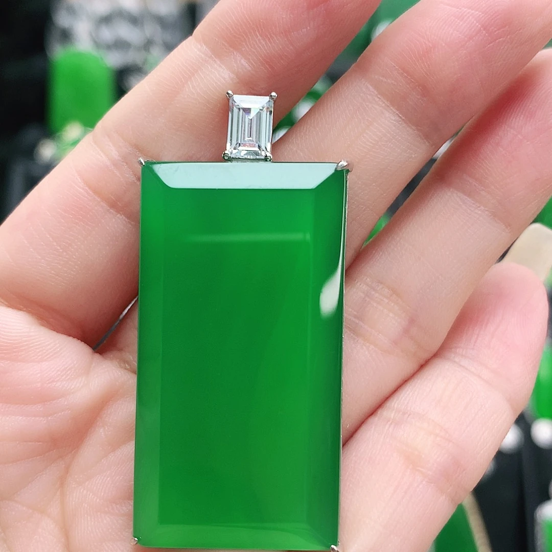 玛瑙/玉髓银S925镶嵌吊坠