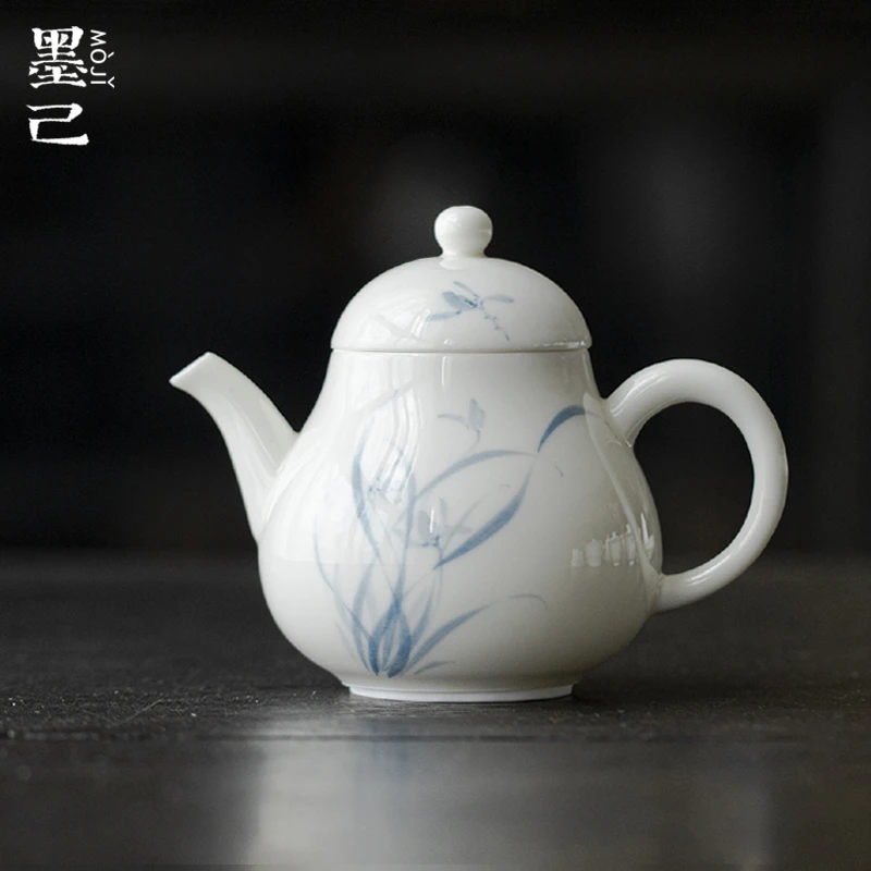 墨己 玉泥-幽兰花丛-秋水壶