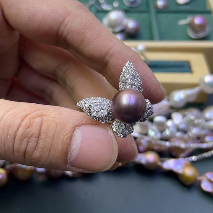 淡水珍珠戒指合金?****～