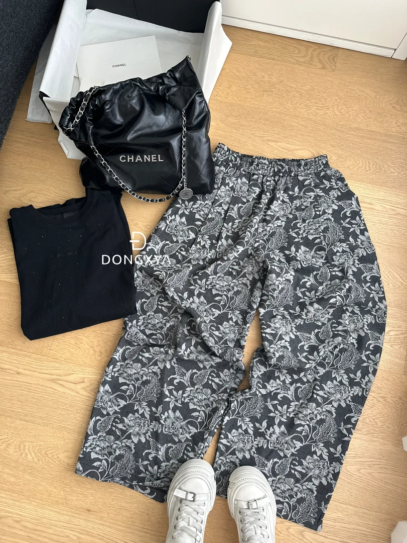 DONGXYA｜25SS私服系列百搭神裤显瘦印花长裤｜设计师款香蕉裤时尚