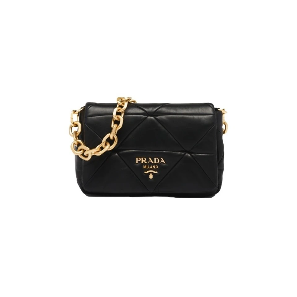 99新 Prada/普拉达 黑金链条包