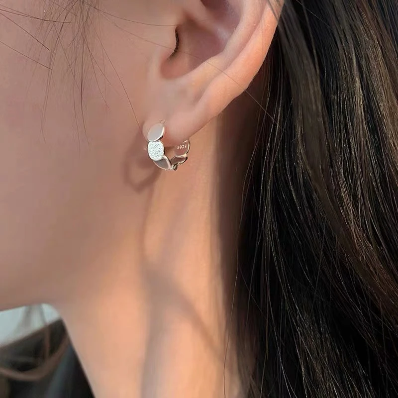 足银耳饰 A8178【圆片锤纹耳扣】足银990百搭精致气质甜美简约仙女