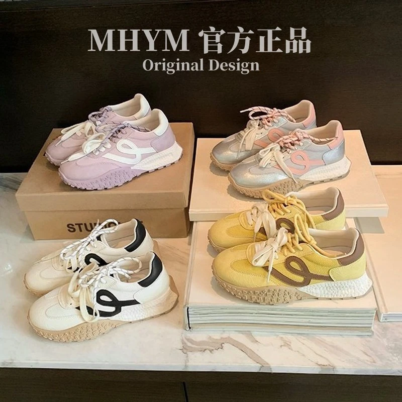 内增高6cm拼色厚底双鞋带阿甘德训鞋2025新款撞色网面运动休闲鞋