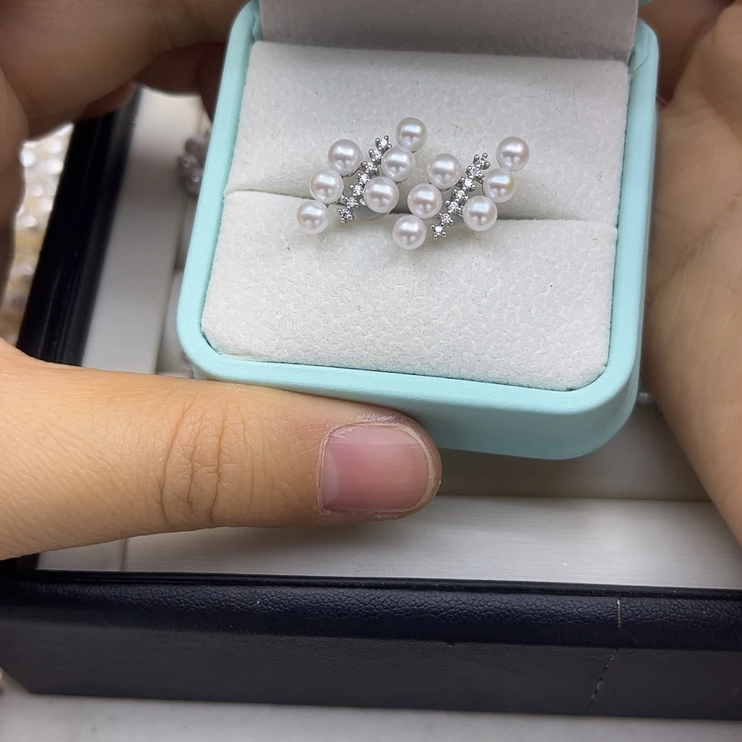 淡水珍珠耳饰银S925镶嵌