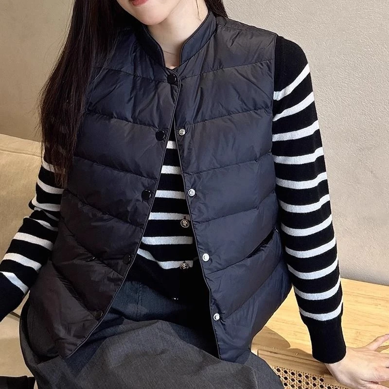 短款马甲女2024秋冬新款高端内搭背心立领百搭叠穿棉无袖马夹内胆