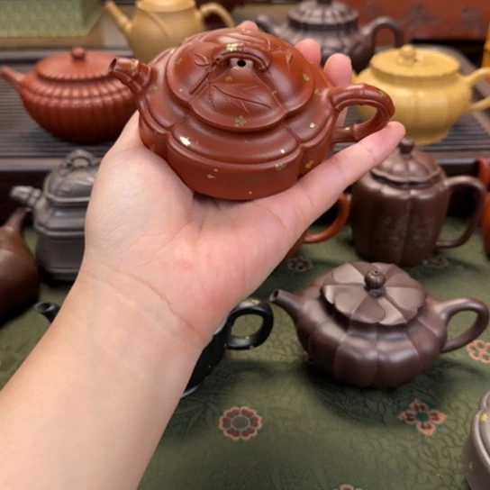 茶壶紫砂海棠竹鼓洒金