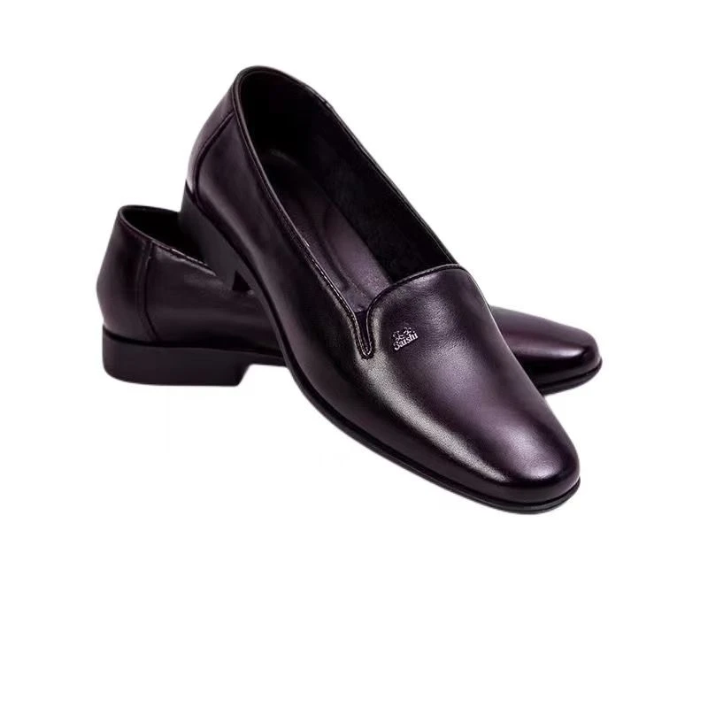 秋季新款浅口男鞋牛皮男鞋软底低帮男士商务正装短脸浅口皮鞋