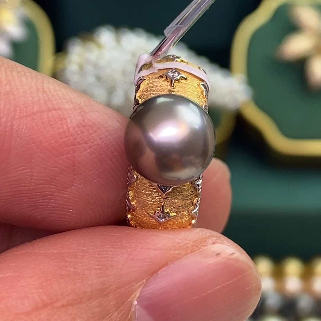 银S925镶嵌戒指海水珍珠