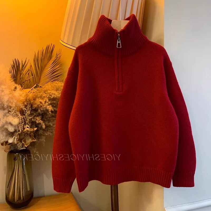 男童过年服毛衣半高领中大童秋冬季喜庆拜年服2024时尚男孩新年服