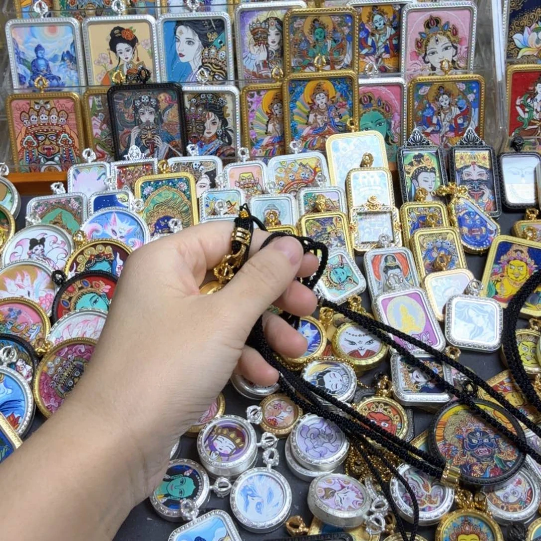 拉***司吊坠十三纯手绘2.0阿弥唐卡