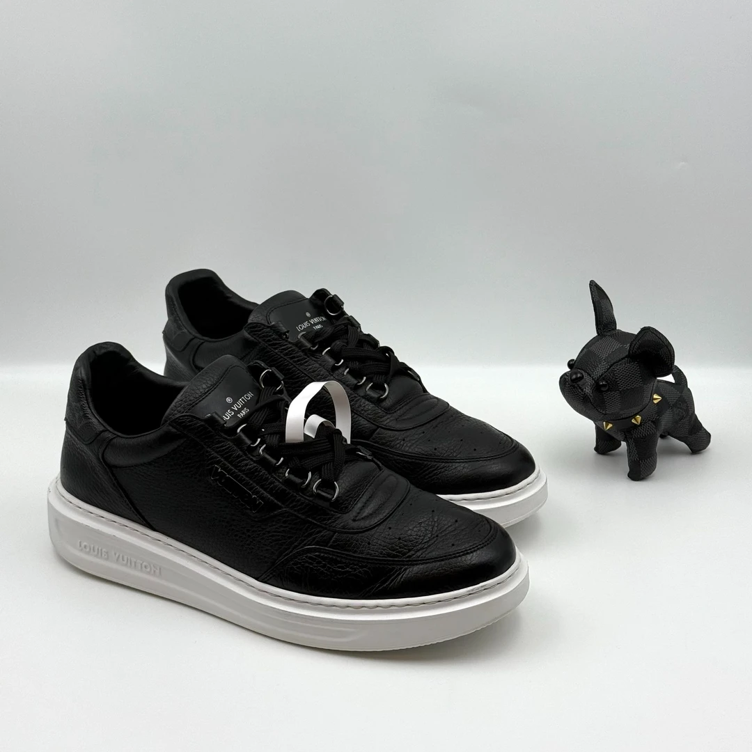 95新 LouisVuitton/路易威登 黑色老花拼接厚底松糕时尚鞋 41.5码