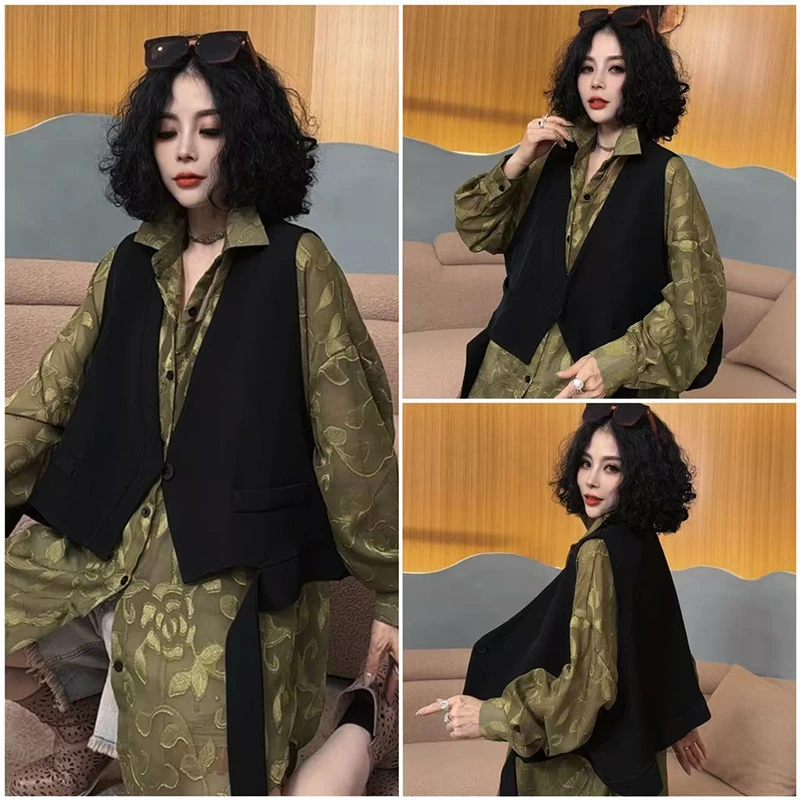 春季韩版新款纯色时尚不规则设计感气质复古外穿休闲女马甲-938