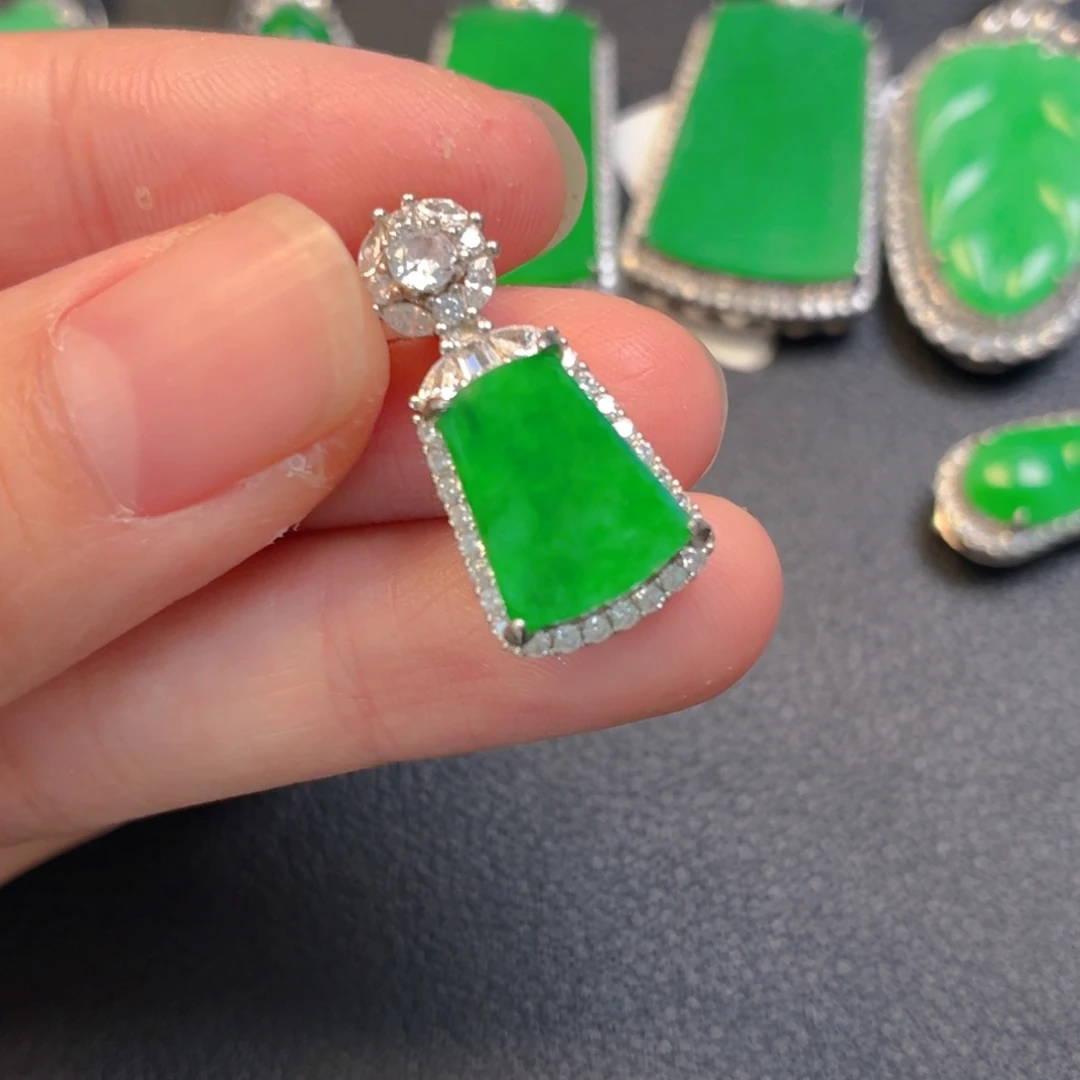 翡翠银S925镶嵌吊坠(不含链)