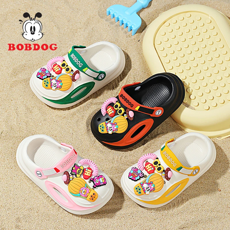 Bobdog/巴布豆低包亲子拖鞋男童卡通洞洞鞋女童夏季包头软底防滑