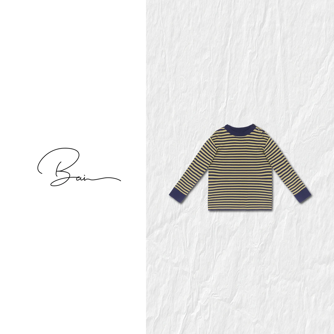 TXB 棉质定制高捻棉横织条纹肩果实扣舒适亲肤针织衫XB-7780