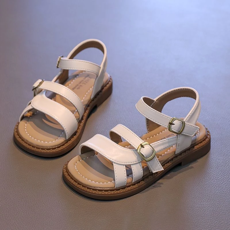 女童露趾凉鞋2025新款夏季小女孩公主鞋百搭休闲童鞋学生沙滩鞋子