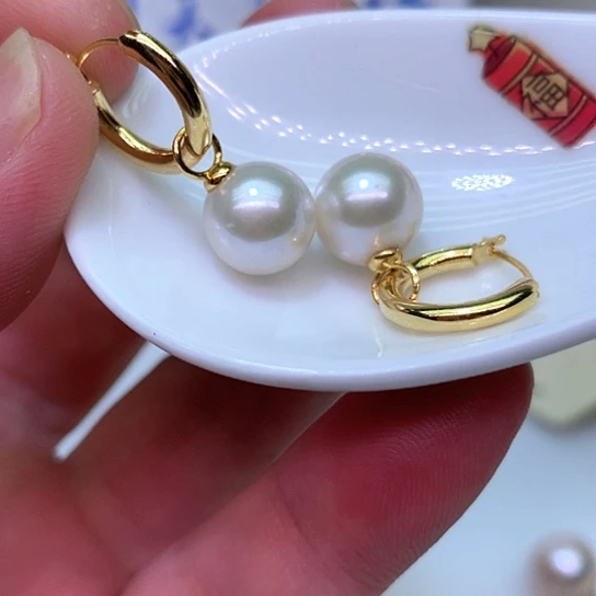 银S925镶嵌淡水珍珠耳饰