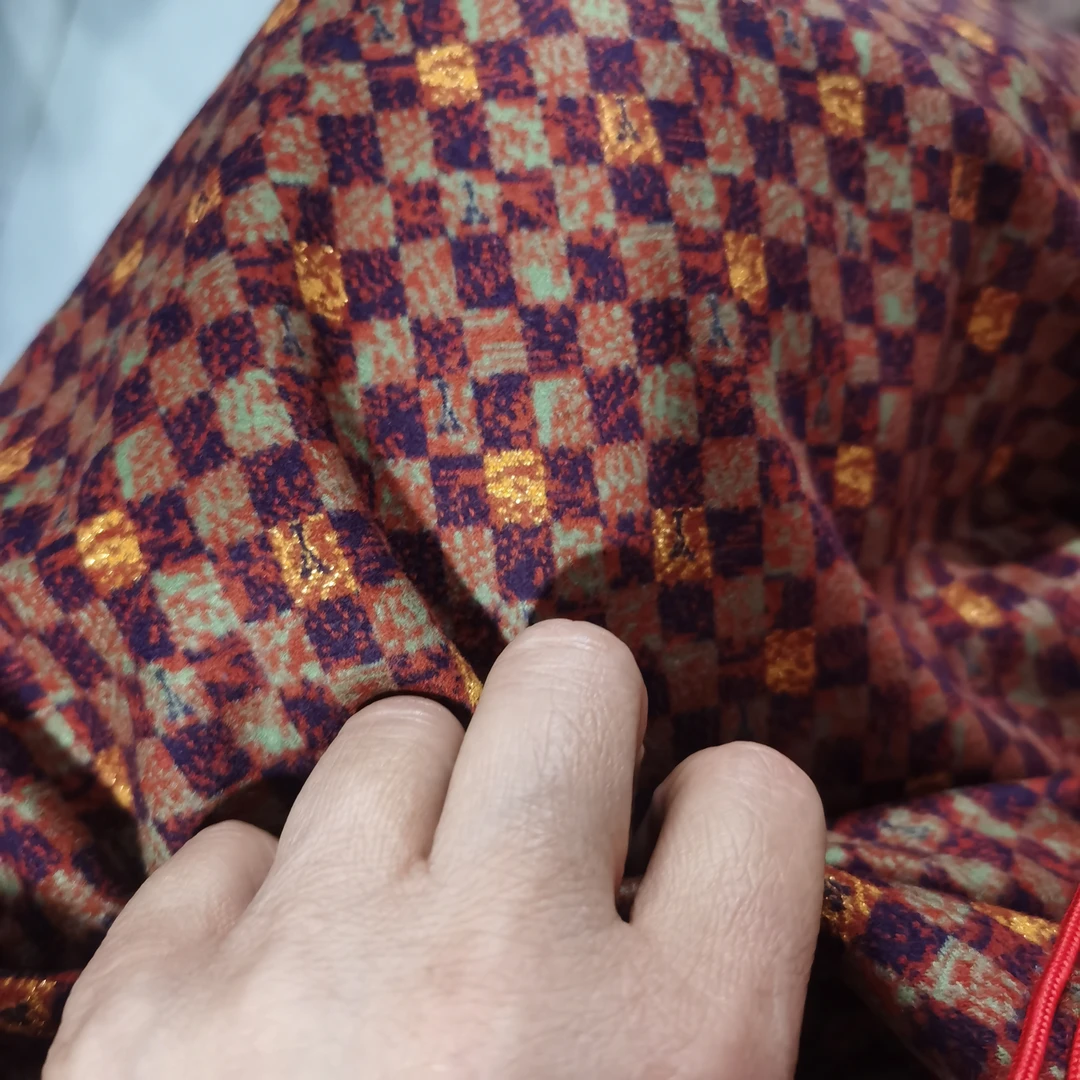 炫彩奥绒布料酷酷格桔咖色2米