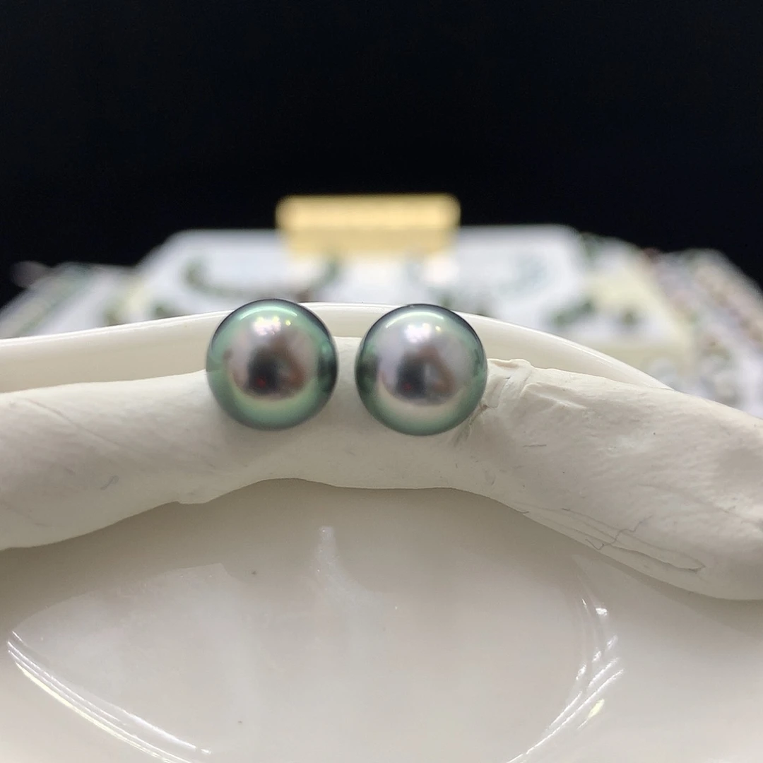 未镶嵌裸珠定制海水珍珠绿炫粉8.5mm