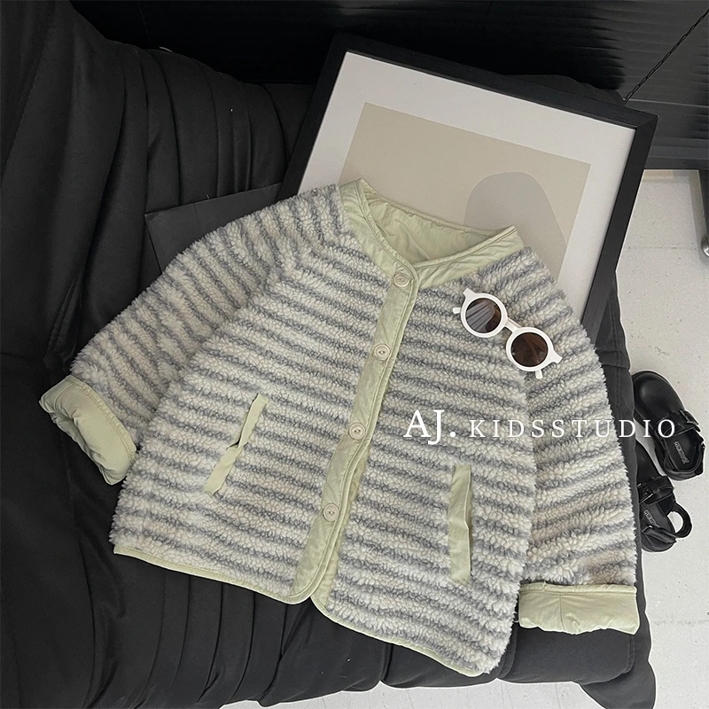 【两面穿小暖炉】阿卷冬装韩版双面穿羊羔绒男女孩加厚外套MPG5262