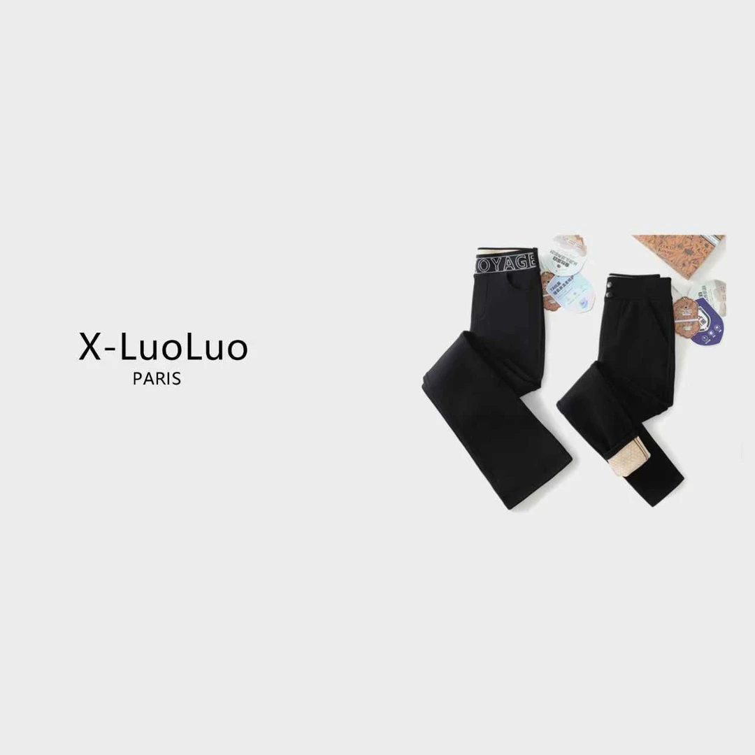 COCOKOYAGE高腰显瘦秋冬礼盒包装！蚕丝羊毛保暖小黑裤喇叭裤25-1