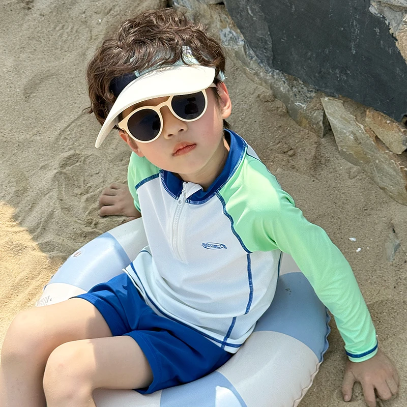 男童泳衣儿童分体游泳衣夏季2025新款中大童速干防晒泳裤海边套装