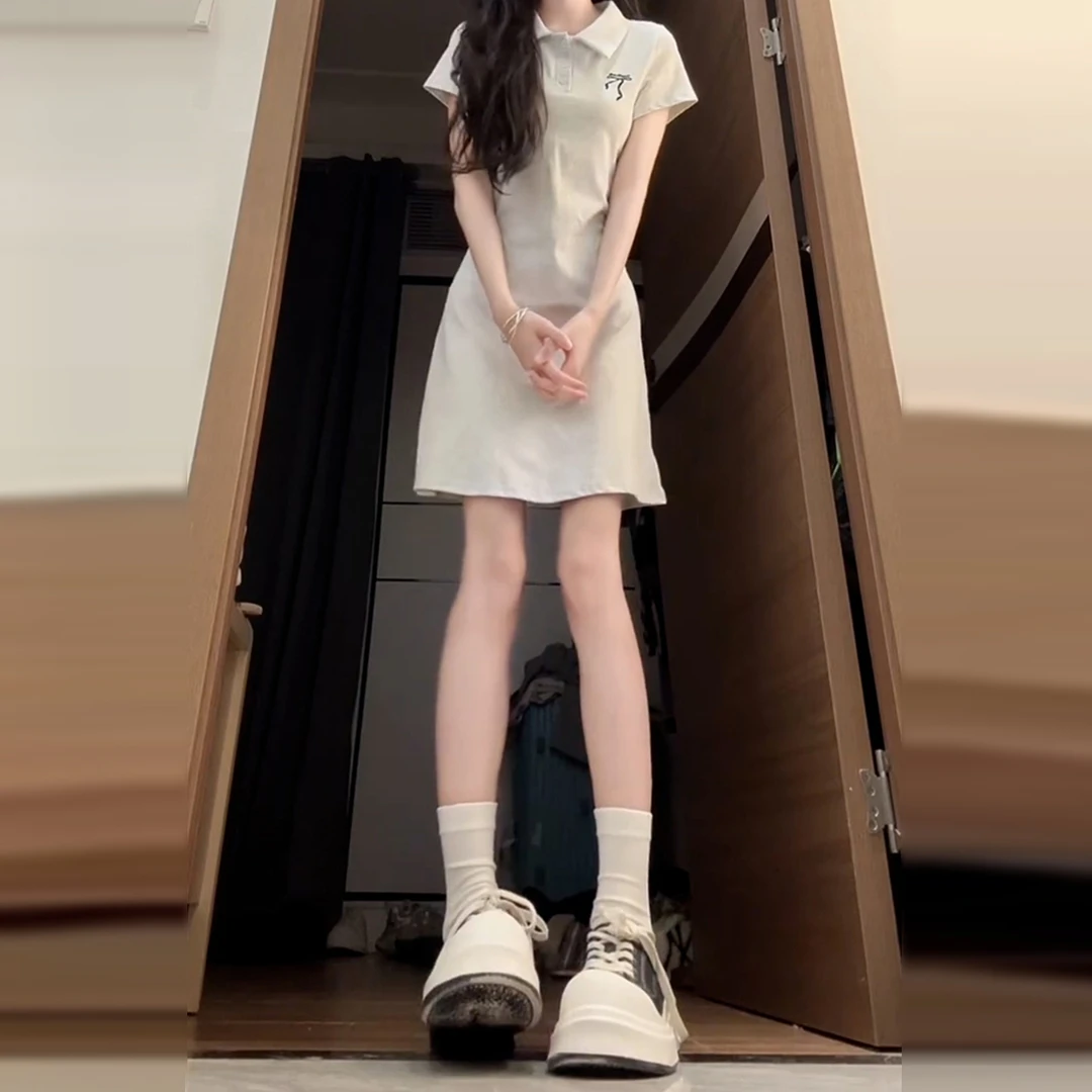 小个子学院风polo连衣裙子夏季2025新款甜美可爱风格衣服收腰短裙