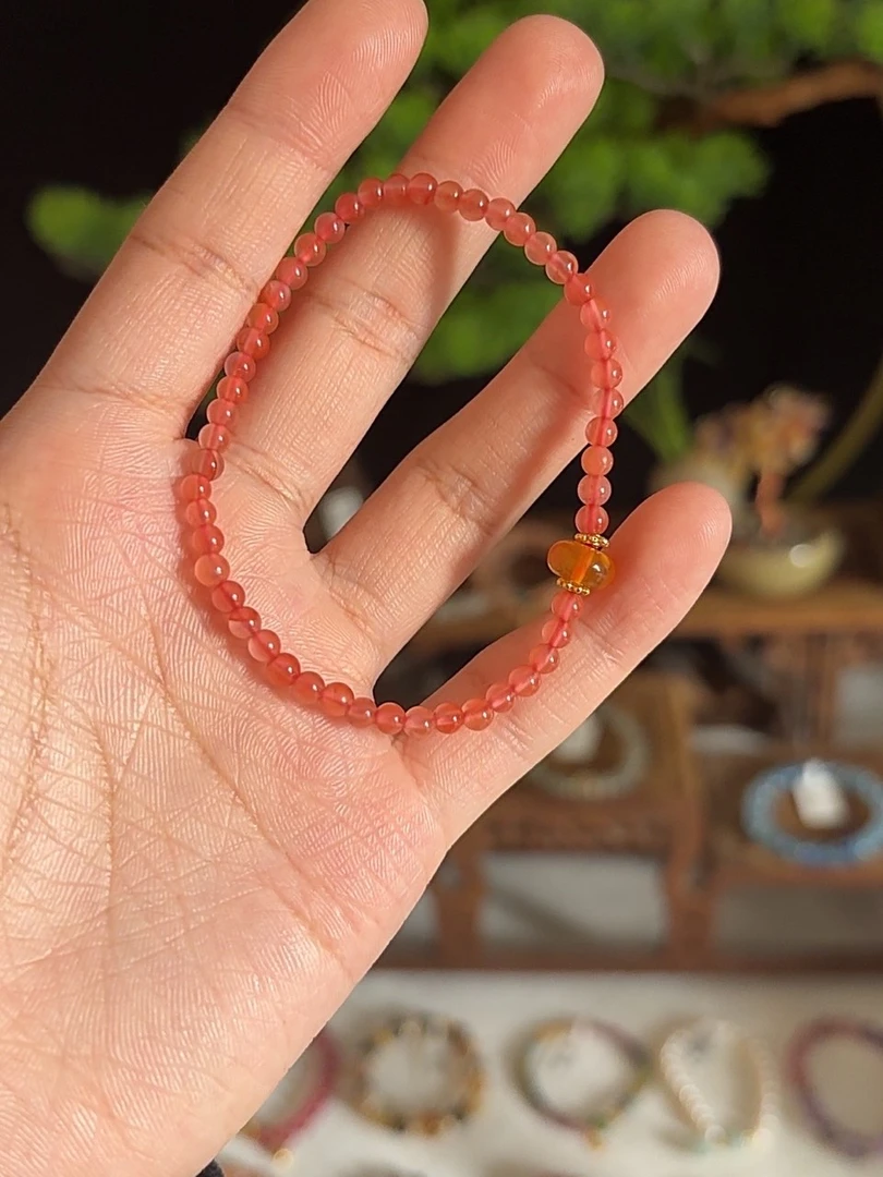 单圈南红玛瑙手串搭配蜜蜡路路通手链H2949多样性发一