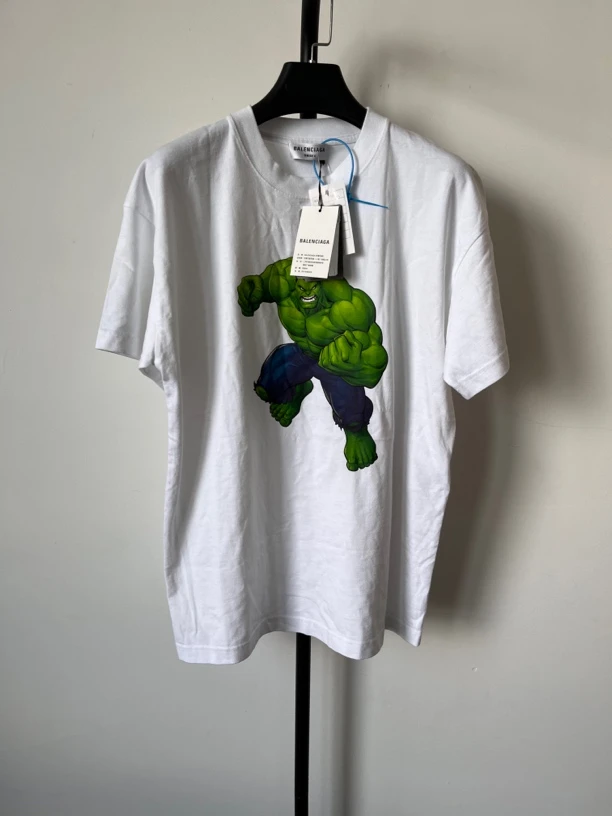 未使用 Balenciaga/巴黎世家 hulk联名款绿巨人印花圆领短袖00875