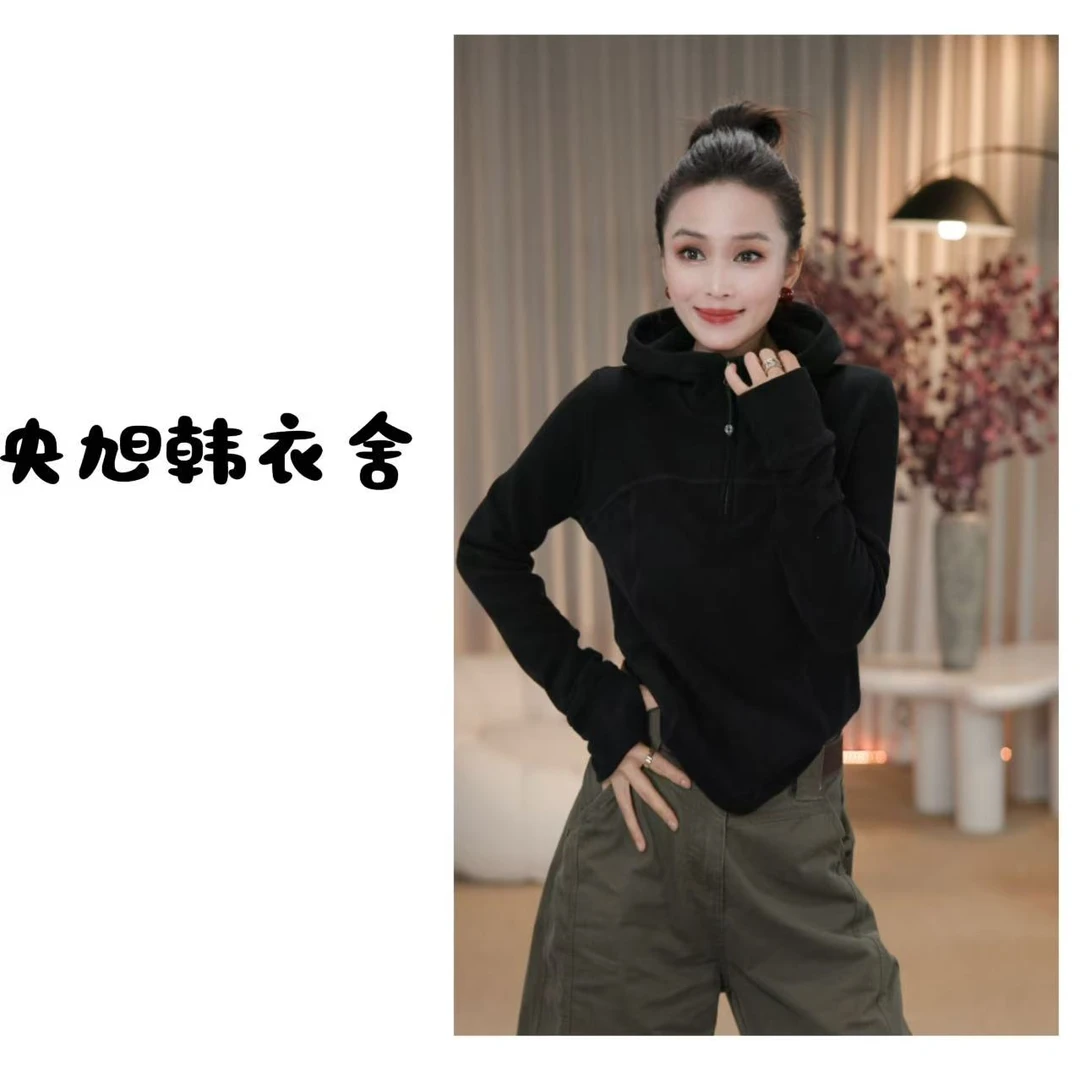 央旭韩衣舍  秋冬款德绒加厚帽衫
