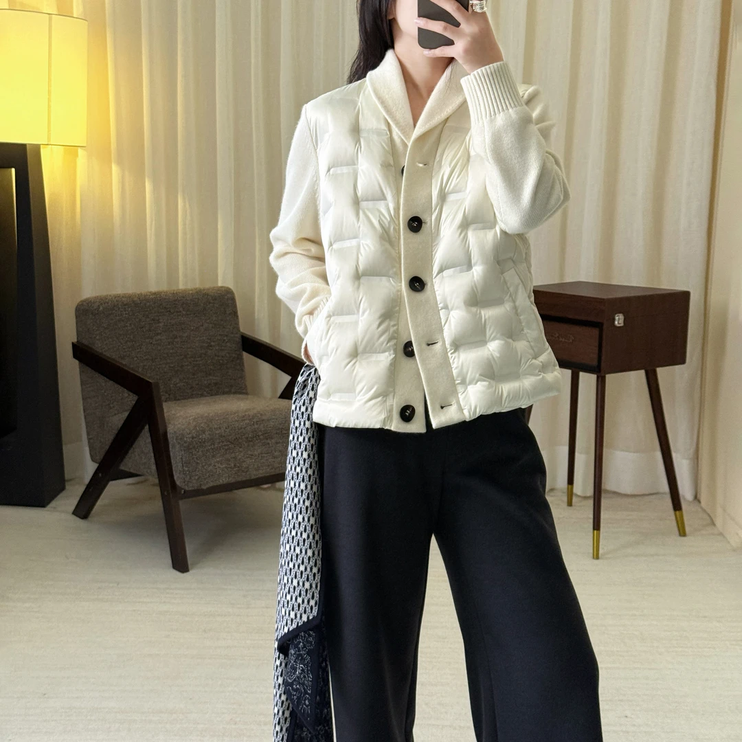 [WJ专属]“暖意盈怀”羊绒混纺拼接针织开衫马甲外套0506