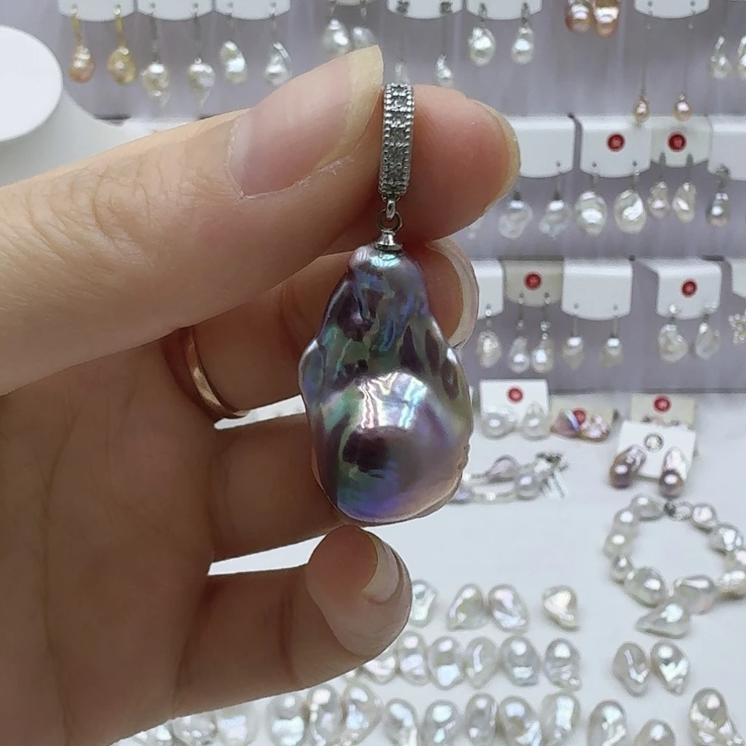 淡水珍珠银S925镶嵌颈饰