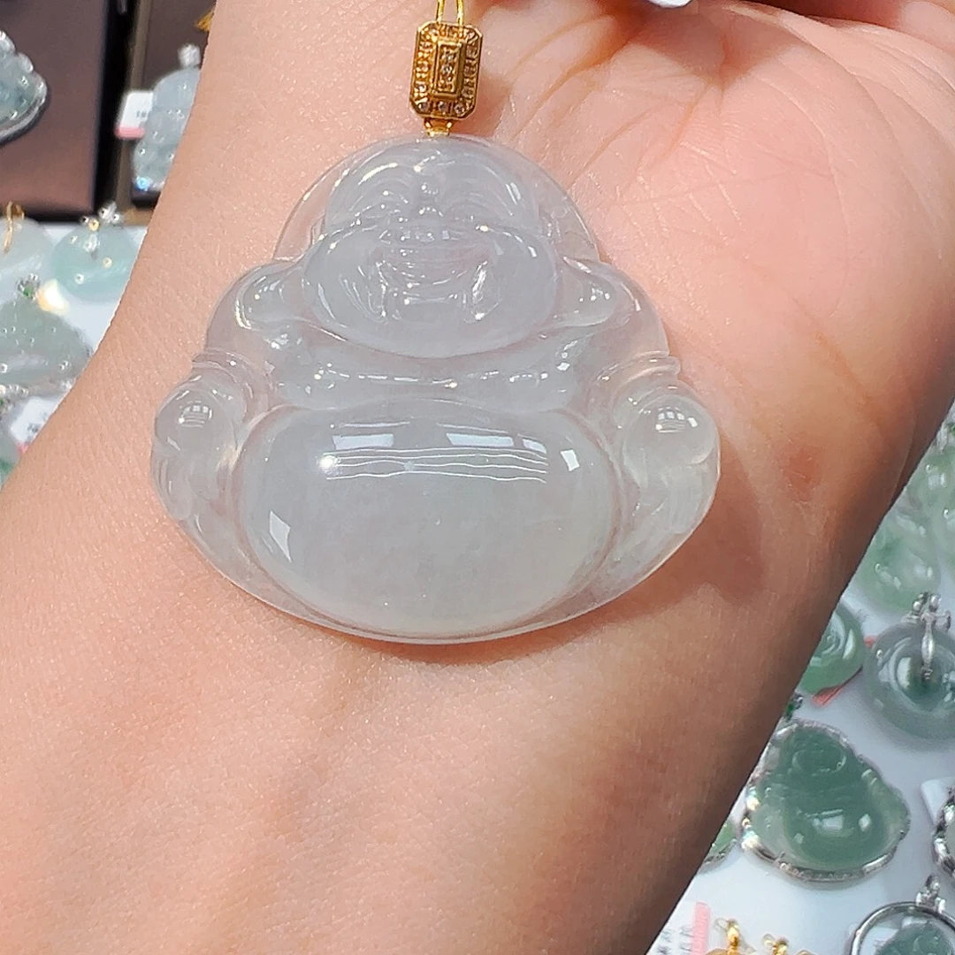 翡翠18K金镶嵌吊坠(不含链)佛公