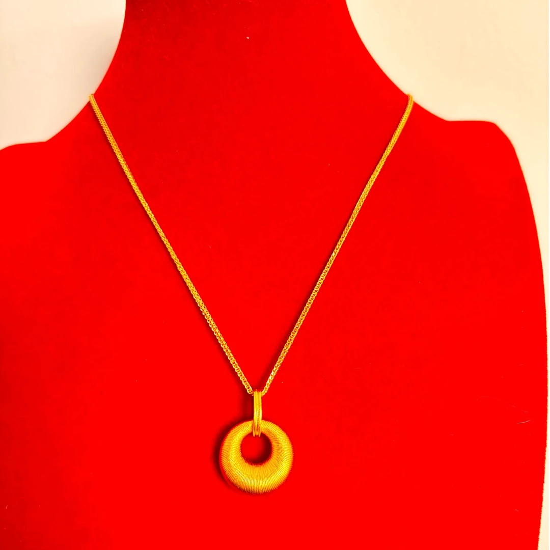 铜合金吊坠 【040】拉丝金坨坨吊坠链子饰品项链小金坨圆环锁骨链女