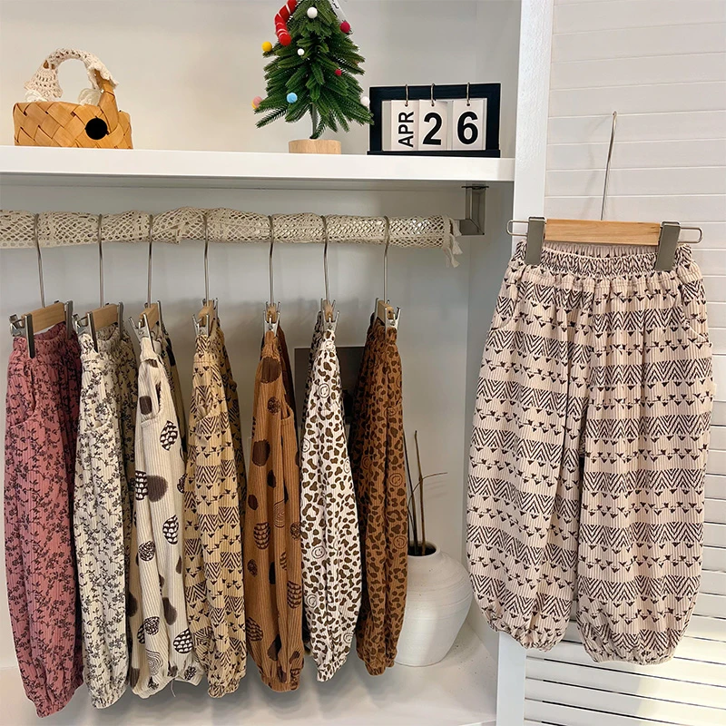 儿童灯芯绒裤子外穿男童女童春秋冬款长裤宝宝休闲灯笼欧若风童装