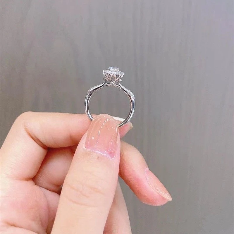 925银莫桑石银制品 【灿若花苞】S925纯银女轻奢士戒托时尚经典女款