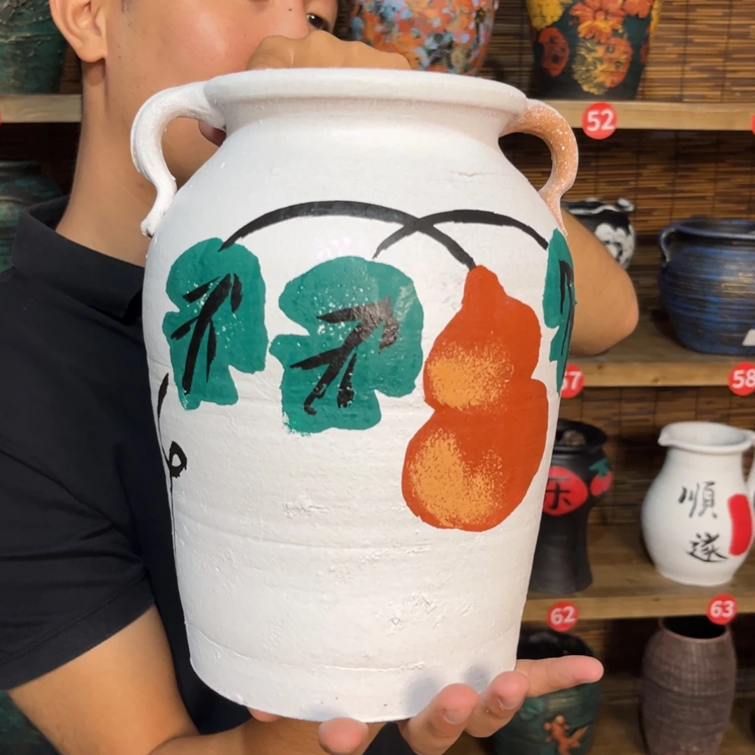 红陶浮雕花盆炸炸炸