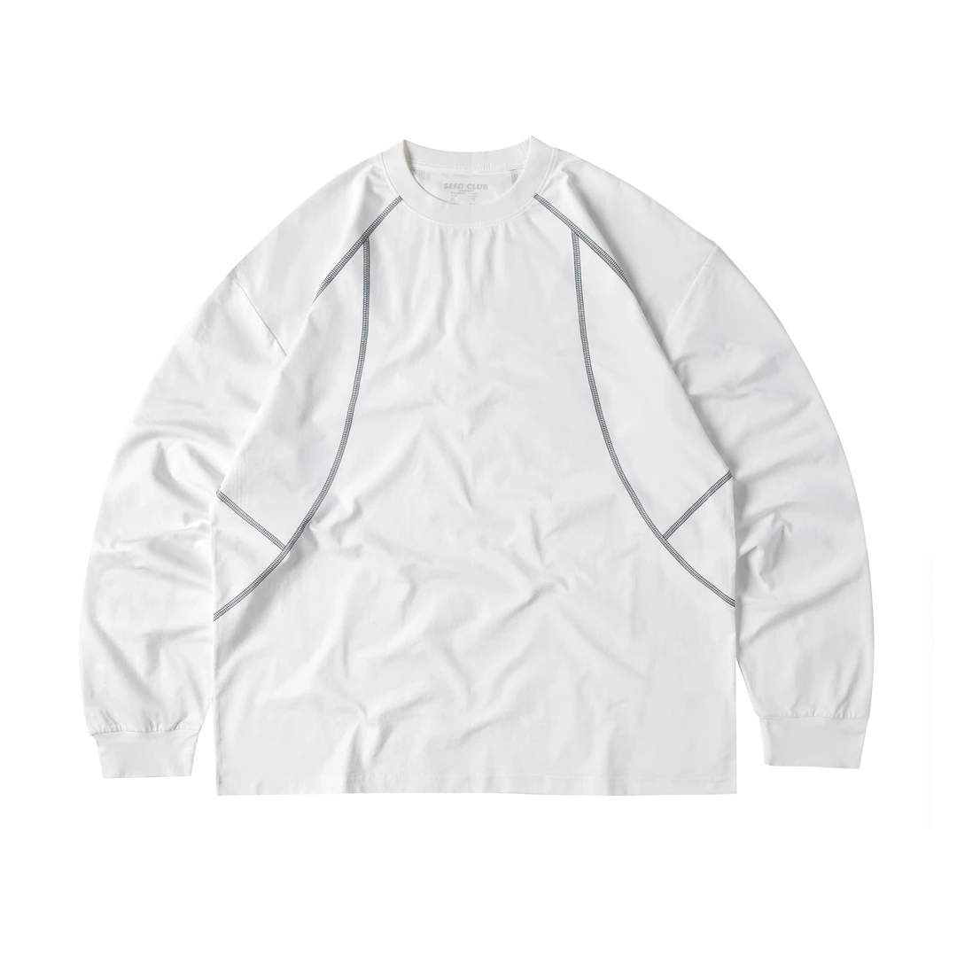 SeedClub 150克康丽数码白墨凸纹哈梭印花抗紫外线UV长袖T恤