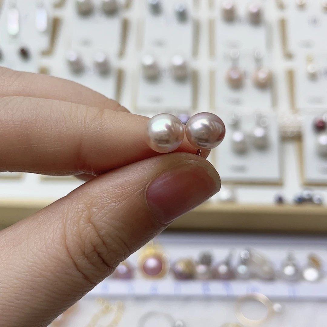 用***2淡水珍珠银S925镶嵌耳饰