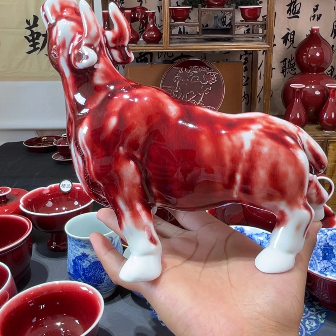 景德镇陶瓷浅行窑牛摆件