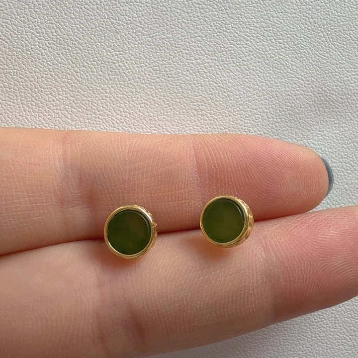 银S925镶嵌和田玉耳饰