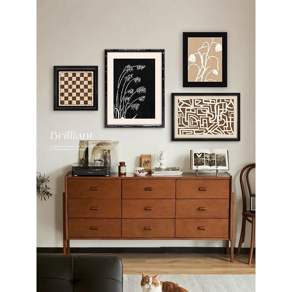 法式复古花卉客厅组合装装饰画高级中古风沙发背景墙挂画餐厅壁画