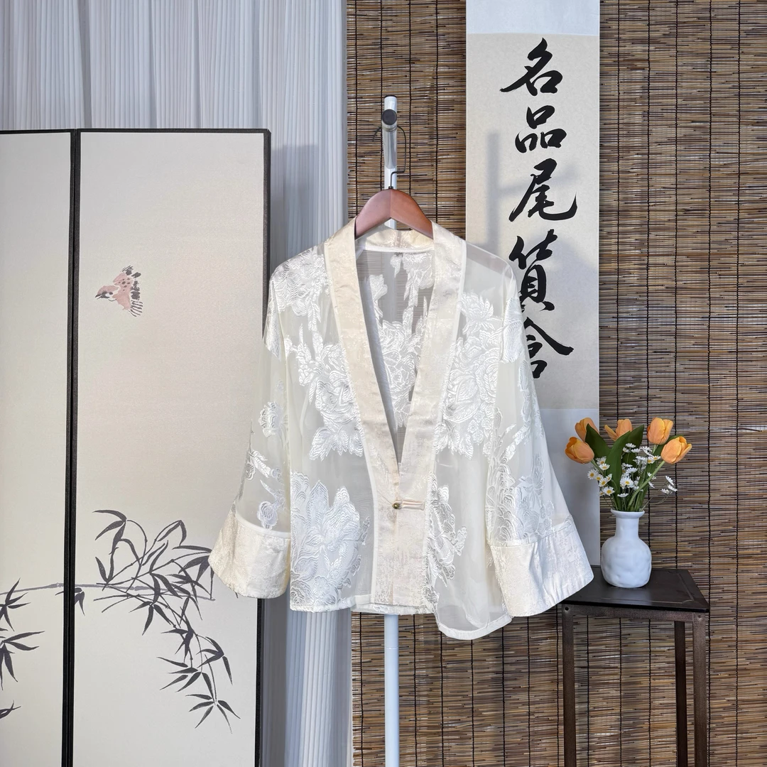 【剪花-欧根纱外披】防晒茶服 剪花工衣 外套 外披 上衣073