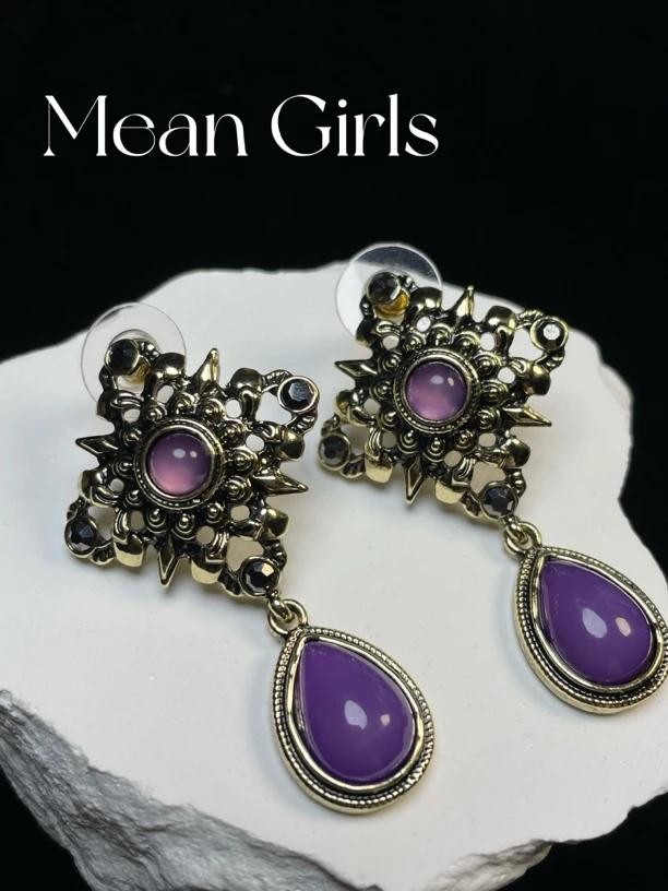 铜合金耳饰 「鸢尾垂芒」vintage复古宫廷轻奢紫色耳环