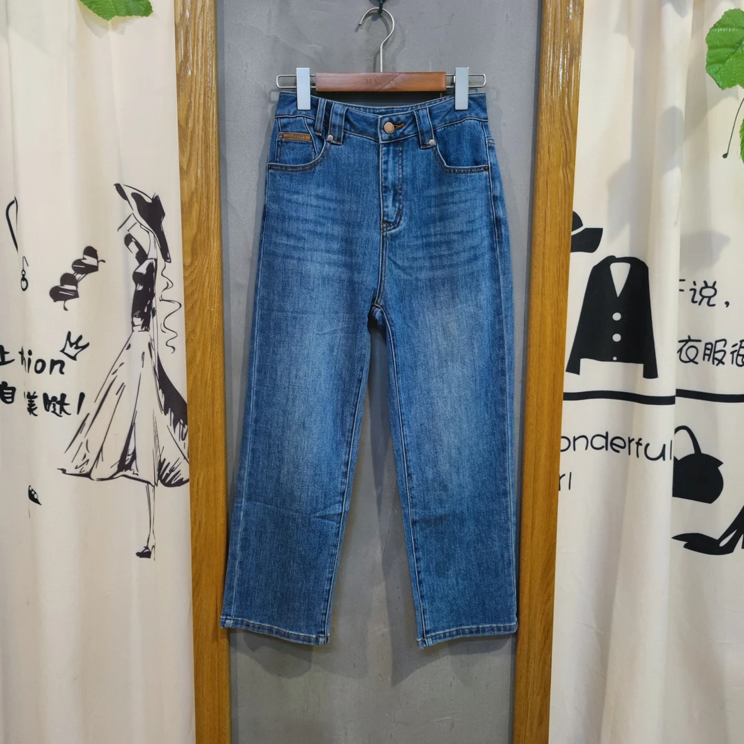 麦寻KCNHS02A秋季2025新款复古显瘦牛仔裤直筒高腰小个子九分裤