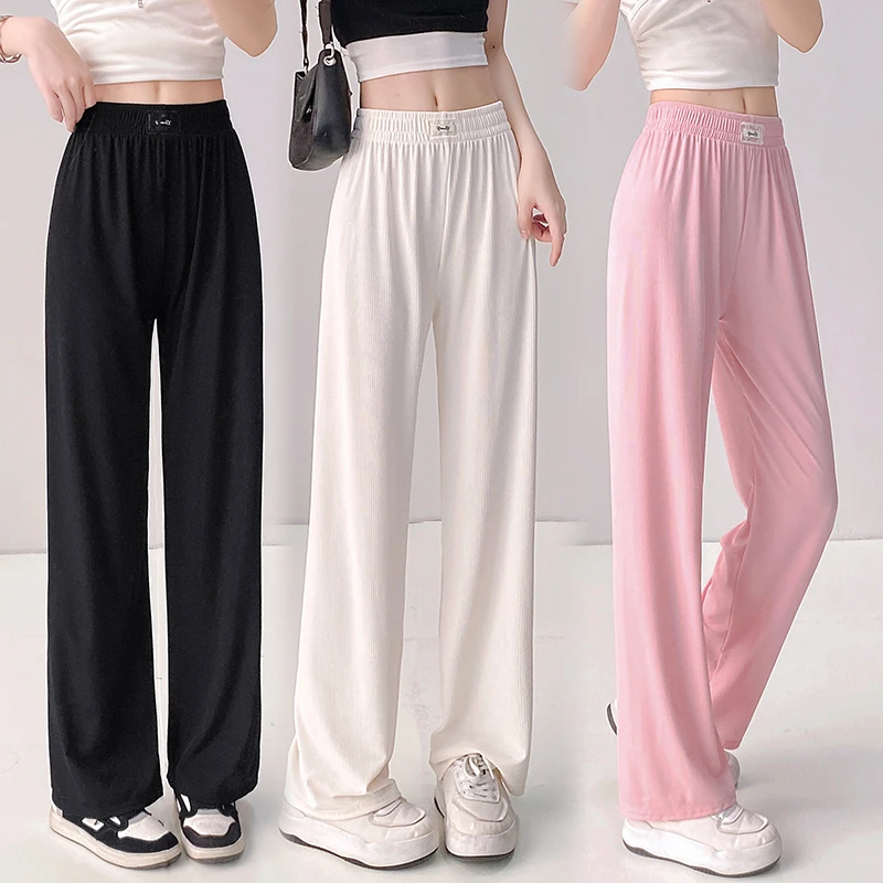 现货冰丝直筒裤女夏季防晒显瘦垂感显瘦休闲窄版凉凉裤