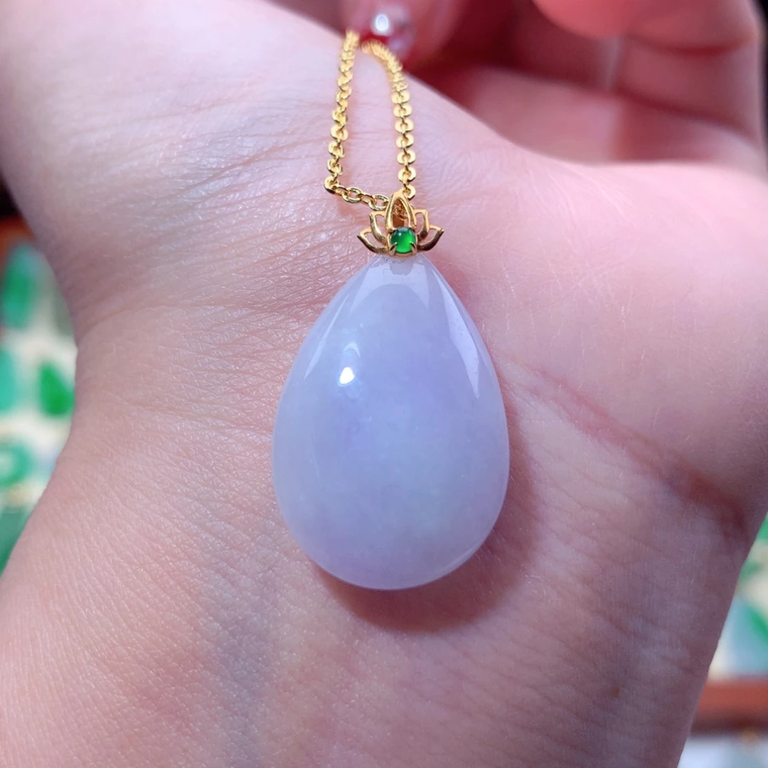 翡翠吊坠(不含链)18K金镶嵌