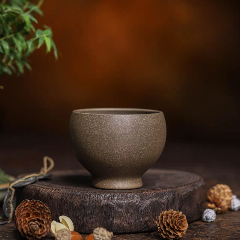 手工杯 | 九斋矿标泥料体验杯 青段蟹壳青保龄杯全手工主人杯