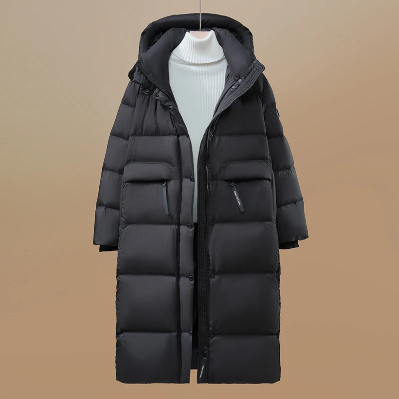 2025年冬季新款羽绒服长款过膝盖连帽设计感大牌感羽绒服外套加厚